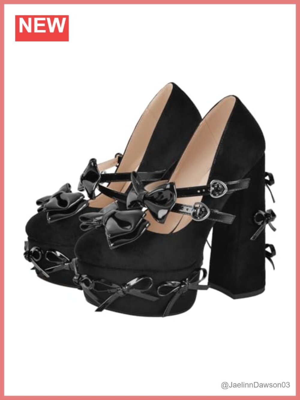 Mary Jane Chunky Heel Pumps Bowknots Platform High Heels Faux Suede